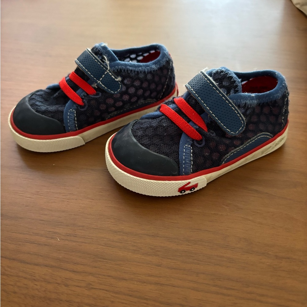 See Kai Run Blue and Red Sneakers with Velcro Closure